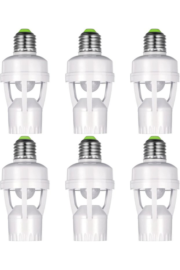 6 Pieces Motion Sensor Light Socket Smart Screw in Light Bulb Outlet Compatible with E26/E27 Motion