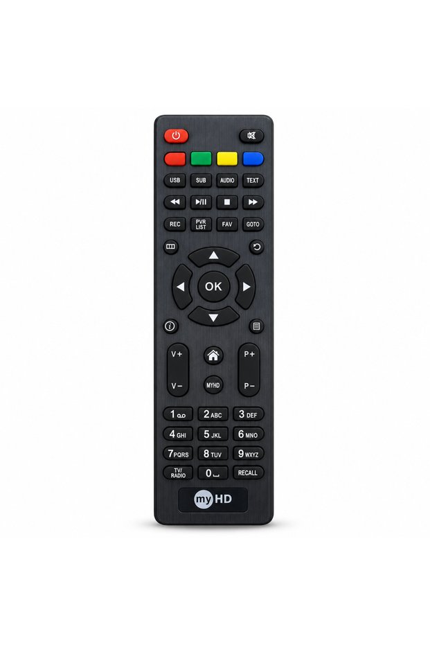 جهاز التحكم عن بعد لجهاز استقبال myHD مع لوحة مفاتيح رقمية - باللون الأسود.