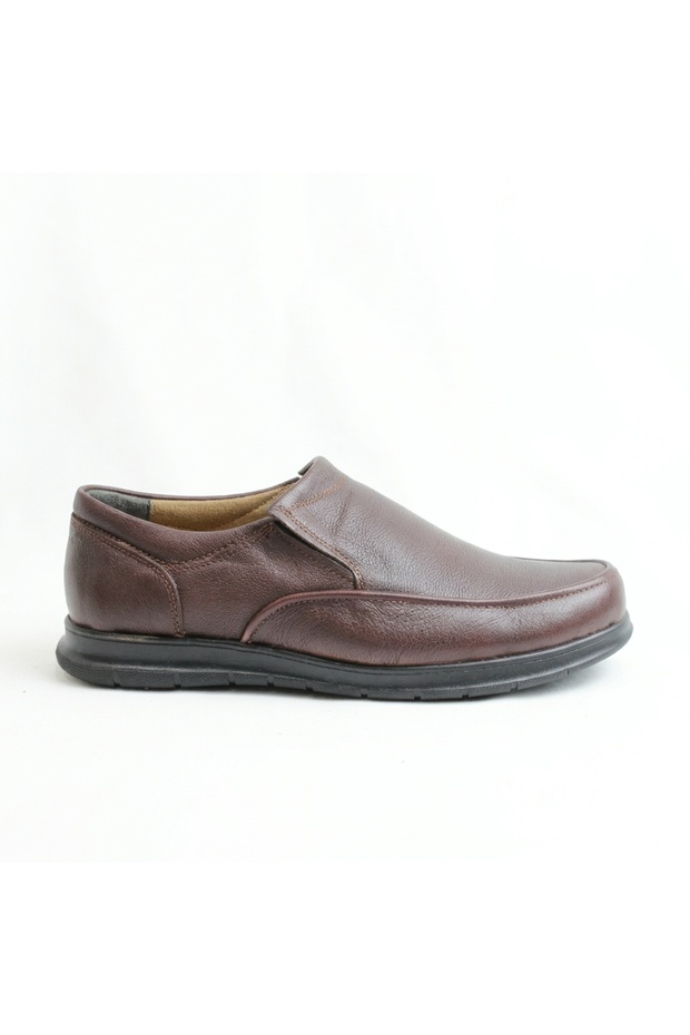 Coffee-Brown Leather Thermal-Sole Casual Men's Shoes