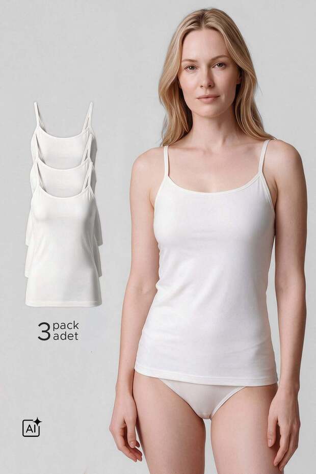 Women's Cotton 3-Pack Basic Tank Top (No Adjustable Straps), White