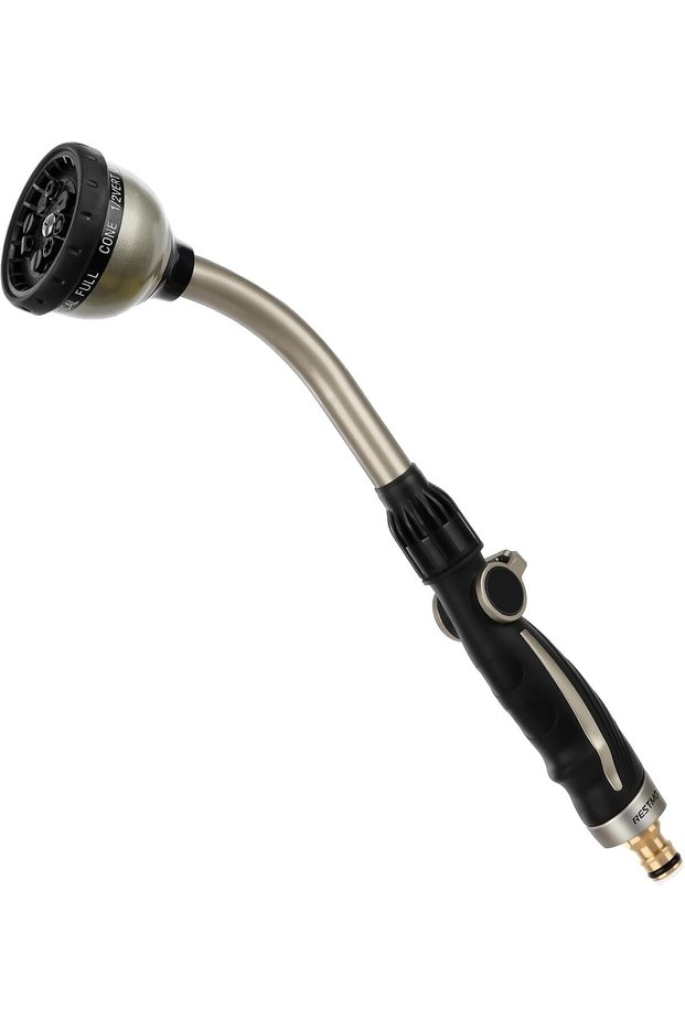 Watering Wand, 15 Inch Metal, 10 Patterns, Thumb Control, Black
