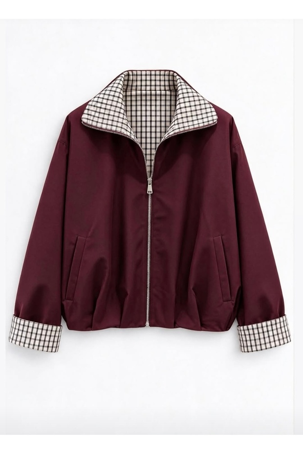 Plaid-Lined, Zippered Transitional Jacket
