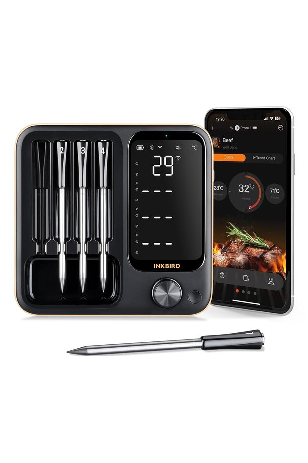 Wireless BBQ Thermometer INT-14-BW, Smart 4-Probe Meat Thermometer