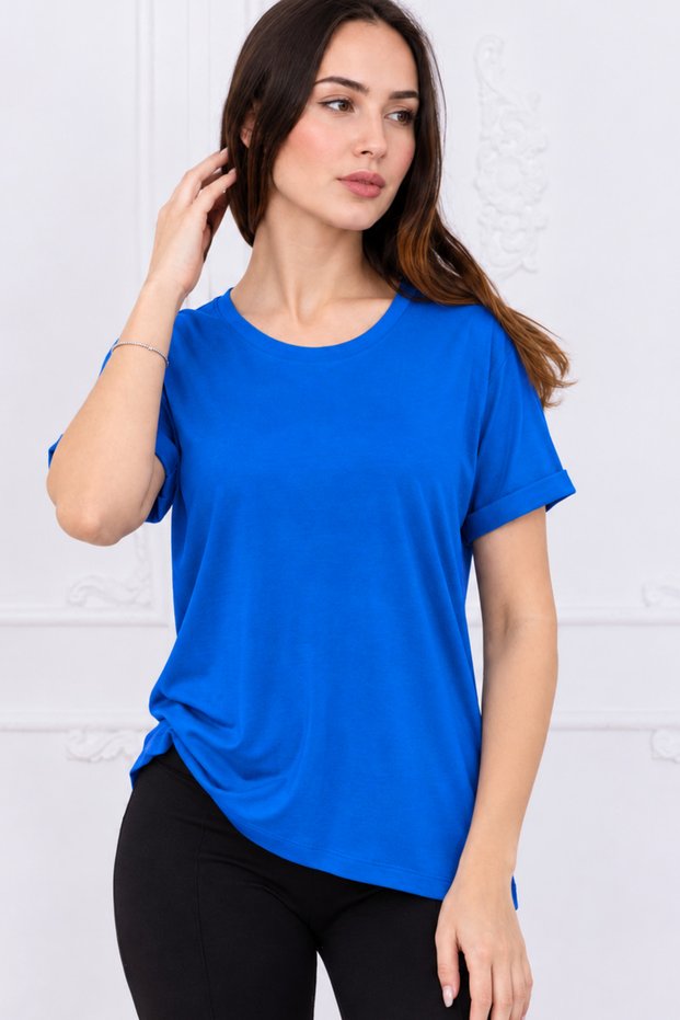 VISCOUS Double-Sleeve Crew-Neck T-Shirt with Sweetheart Neckline