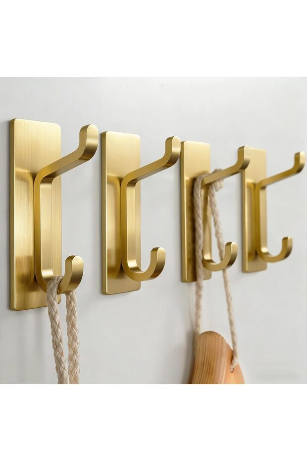 Stainless Steel Non Perforated Self-adhesive Hook Gold 4PCS