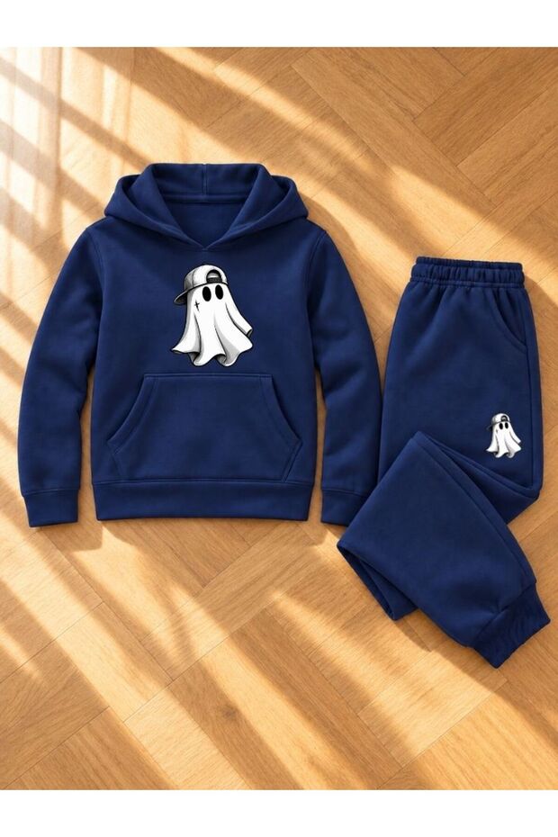Busekids Unisex Multi-Printed Hooded Sweatshirt and Pants Top and Bottom Set with Kangaroo Pockets