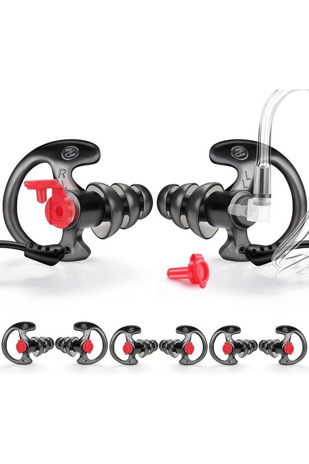 Triple Flanged Earpiece, Comfortable Silicone Earmould Earbud Earplug - Black, Medium, 4 Pair