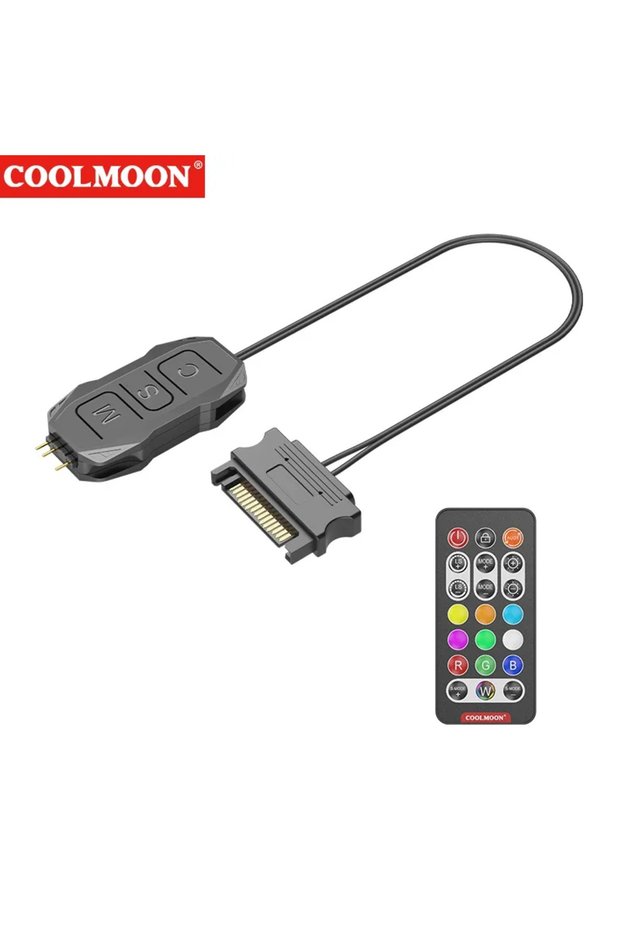 وحدة تحكم ARGB سوداء 5V 3pin إلى مزود طاقة SATA، وحدة تحكم RGB صغيرة مع جهاز تحكم عن بعد، موزع 3PIN لوحدة المعالجة المركزية للكمبيوتر