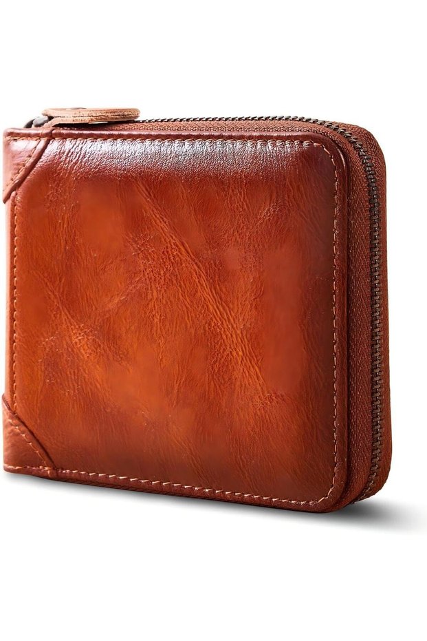 Men's Genuine Leather Wallet RFID Blocking Protection, Large Capacity Bifold Multi-card Leather Wall