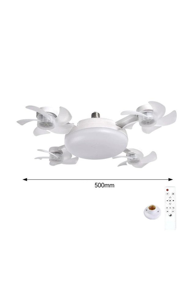 white4 Drone Style Ceiling Fan Light E27 Screw Base LED Remote Control Quiet High Brightness Retract