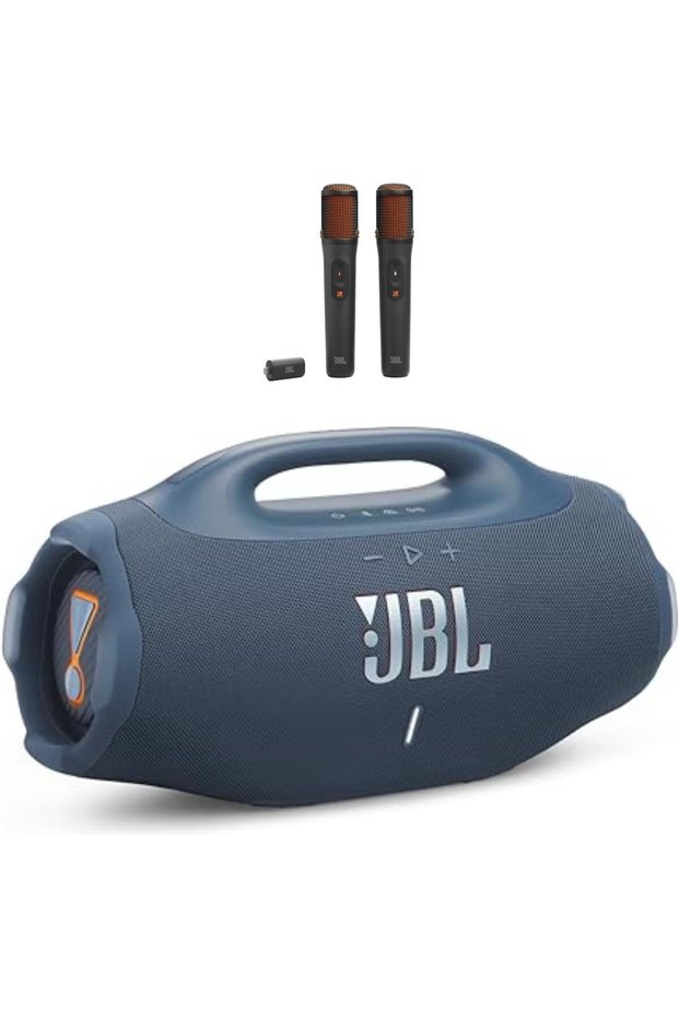 Boombox 4 - Most Powerful with Massive Pro Sound, Up to 34 Hours EasySing Mics - Two Wireless with Real-time Vocal Removal, Seamless with Clear, Crisp Sound for Up to 10