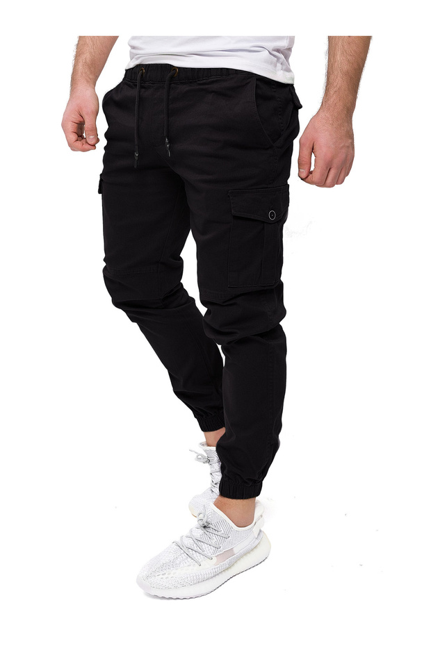 Men's Jogger Pants with Cargo Pockets, 97% Cotton with Stretch Fabric, Elasticated Hem
