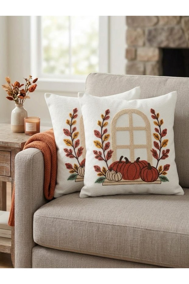 Set of 2 Decorative Cushion Pillowcases with Textured Design, 43x43 cm – Stylish Living Room Pillowcase Set
