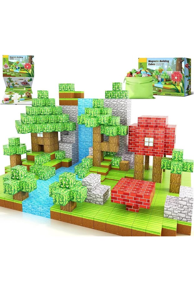 150PCS 3D Magnetic Building Blocks Set, Mine Magnet World Set For Toddler Educational STEM Construct