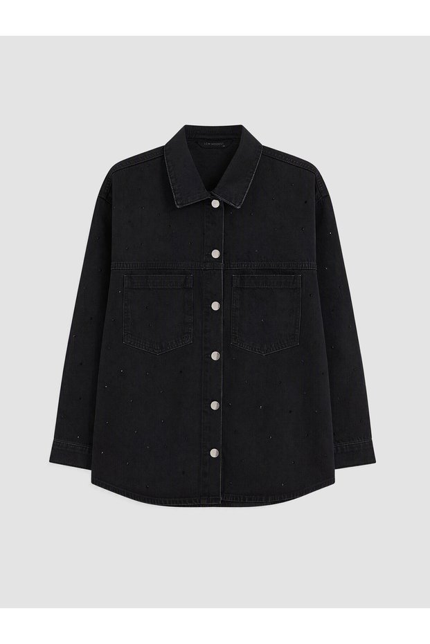 LCW Modest Black Denim Straight-Leg, Loose-Fit Women's Jean Jacket—The ALITA CITY Way