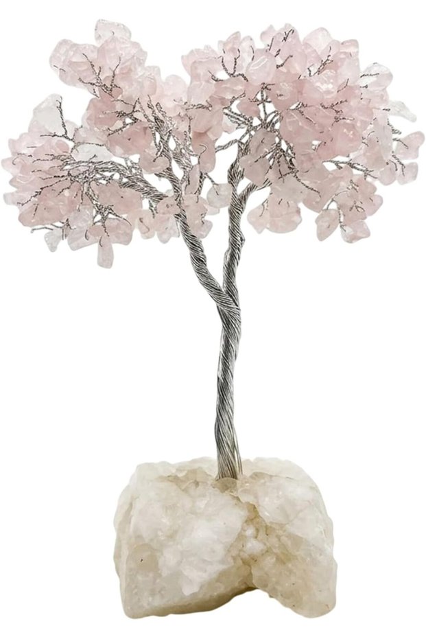 Latas Natural Rose Quartz Tree |Crystal Tree of Life, Good Luck Stones and Crystals, Home Decor Gifts, Gem Tree, Crystal Tree for Positive Energy