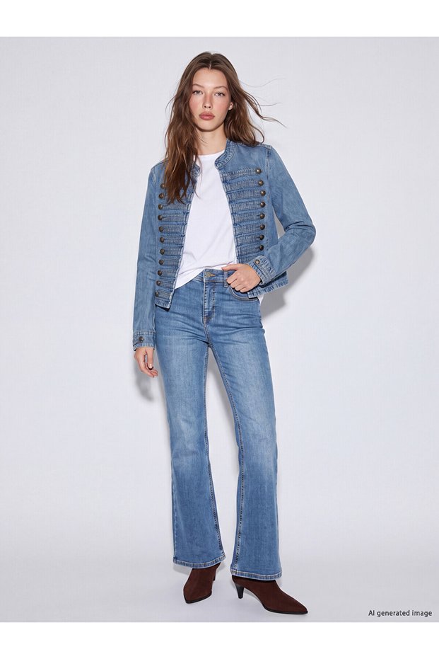 LCW Jeans Indigo Denim Straight-Leg & Flared High-Waisted Women's Jeans, with the ALITA CITY Touch