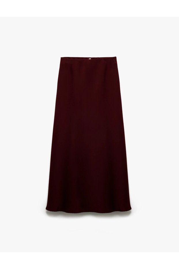 Women's Regular-Fit Flared Satin Midi Skirt, Burgundy