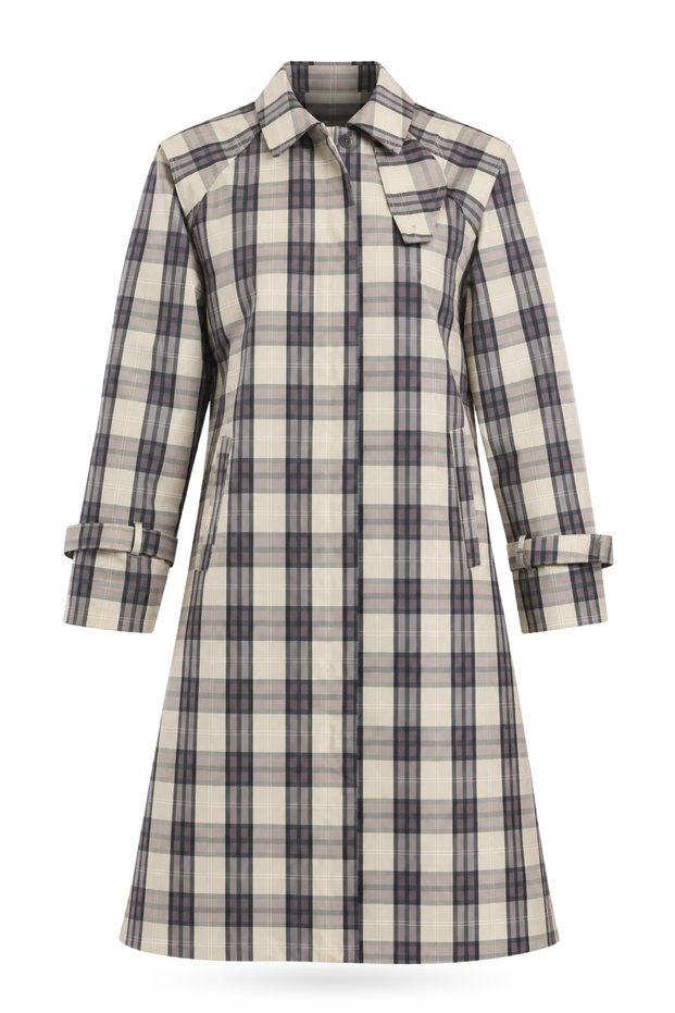 Long Gray Checked Trench Coat 2079