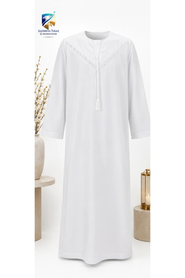 Emirati Long Sleeve Men's Jalabiya – White