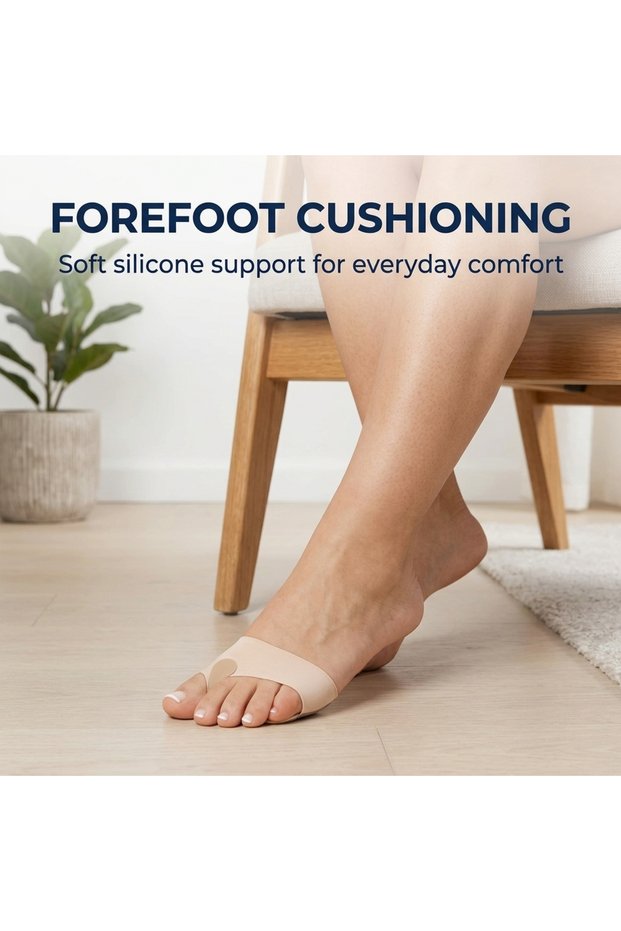 PRIM Comforsil CC256 Forefoot and Metatarsal Silicone Pad Plantar Protector, Seamless Elastic Fabric Sleeve with Soft Internal Silicone Cushion, Anti-Slip Instep Design, Small Size