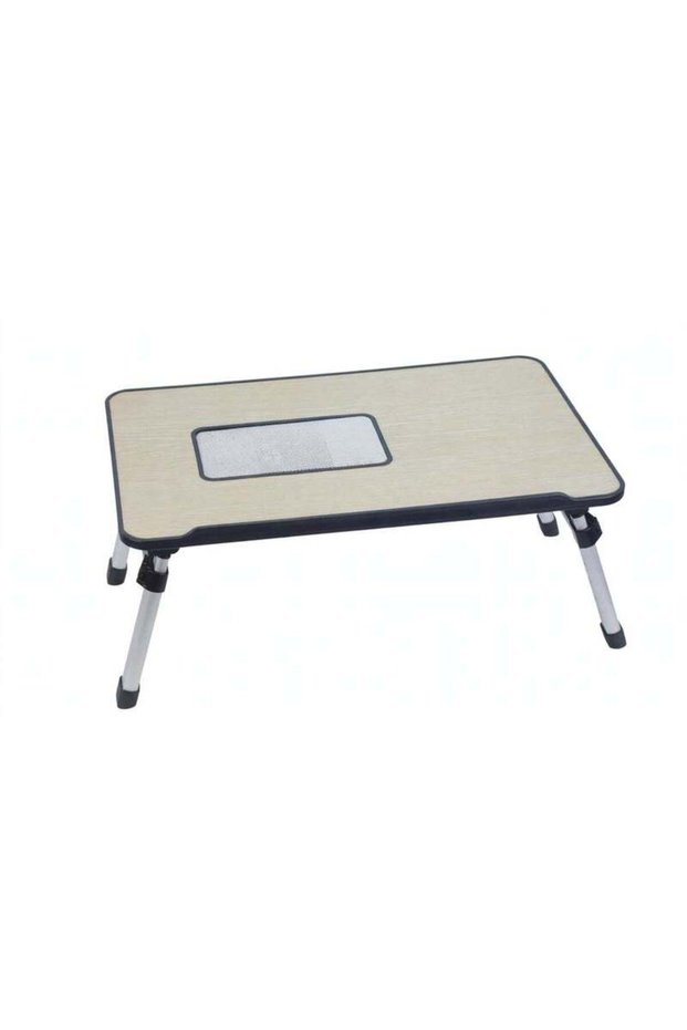 H2 Foldable Laptop Desk with USB Cooling Fan, Adjustable Height and Angle Bed Table for Sofa