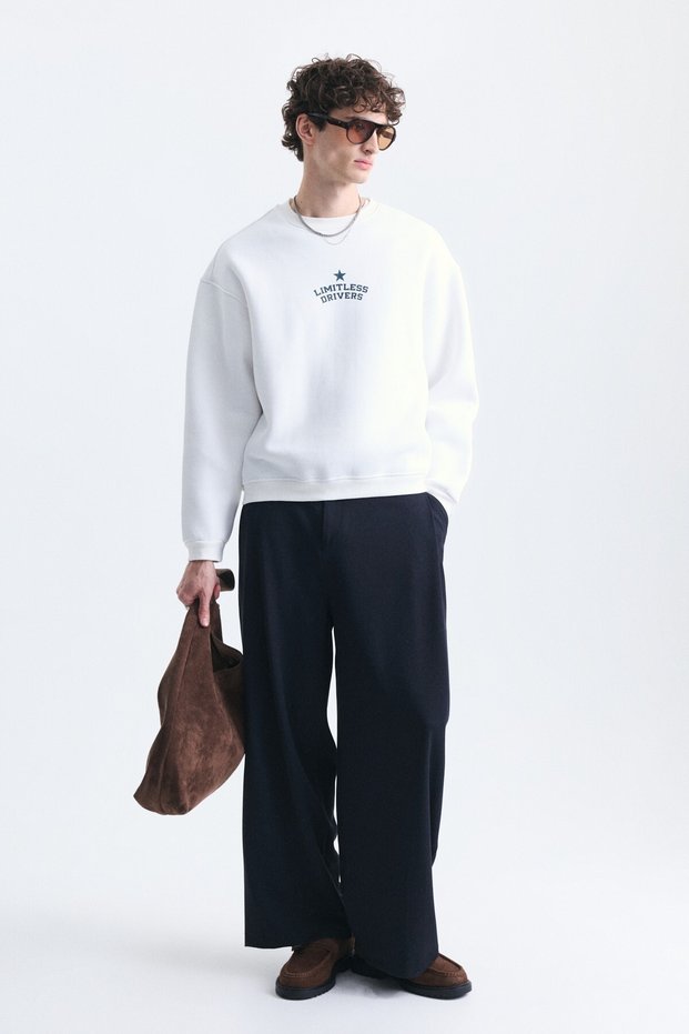 Oversized Printed Crew-Neck Sweatshirt