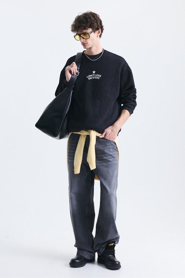 Oversized Printed Crew-Neck Sweatshirt