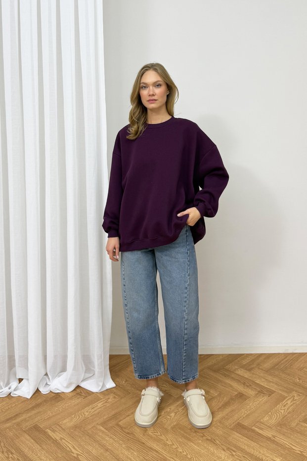 Brushed Inside Three-Ply Sweatshirt with Ribbing 102-2762