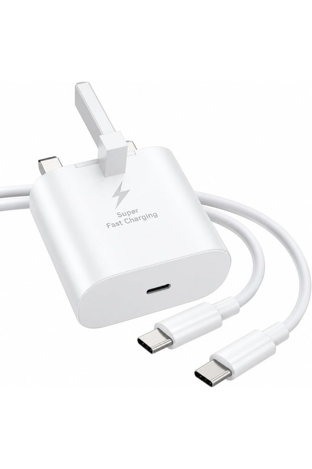 25W USB-C Charging Adapter with Type-C Cable, UK 3-Pin Plug