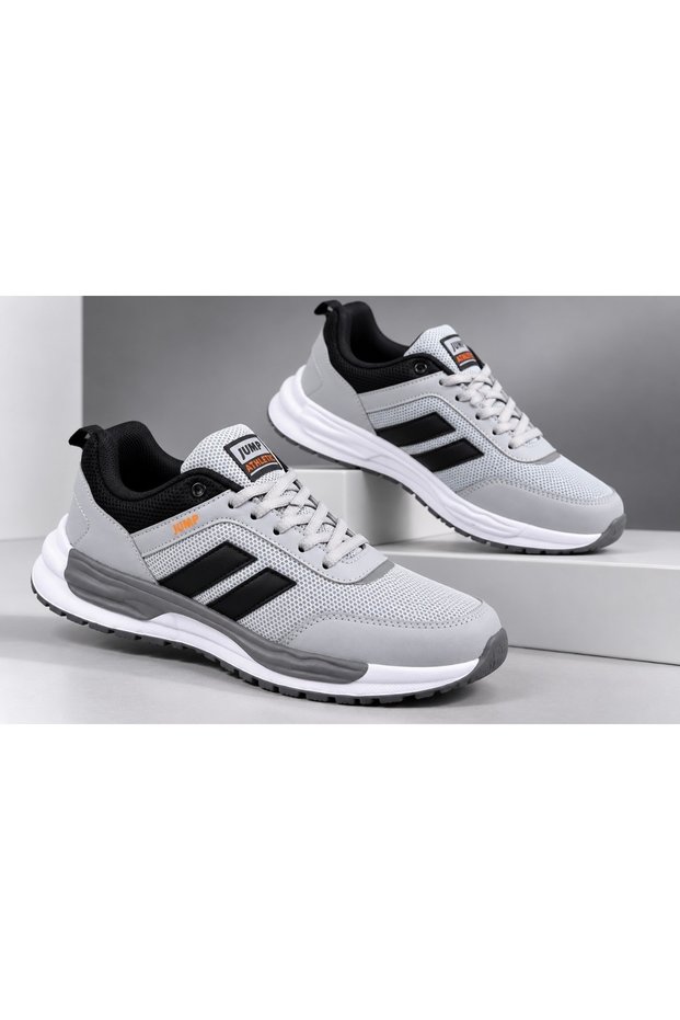 30601 Unisex Gray and Black Memory Foam Orthopedic Sole Lace-Up Casual Walking Comfortable Sneakers