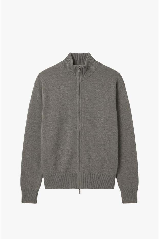 Taupe Color Double-Zip Cardigan