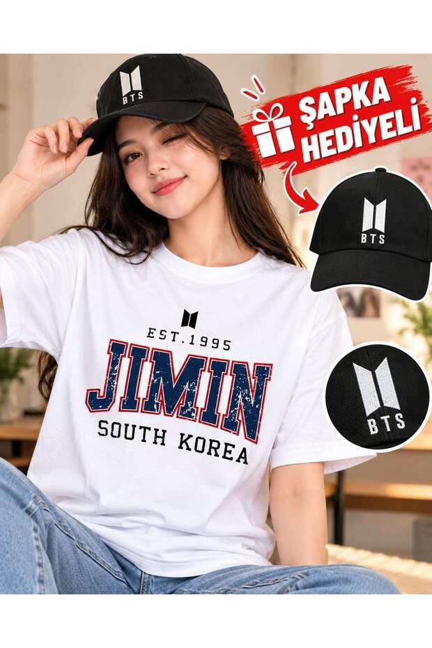 JIMIN BTS Printed T-Shirt, Premium Quality, Unisex, Kids/Adults (Comes with a Free Hat)