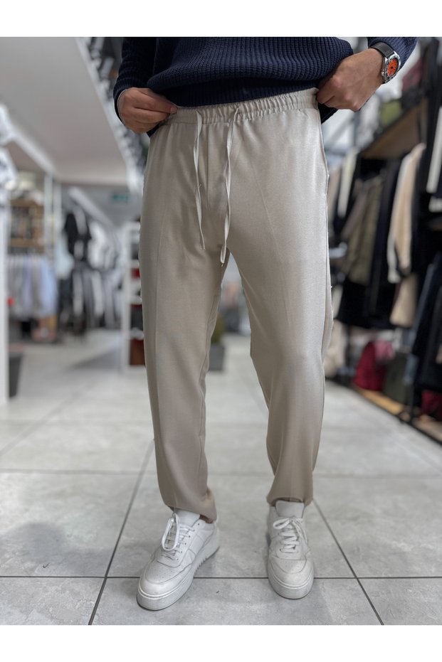 Beige Regular-Fit Pants MRK-2810