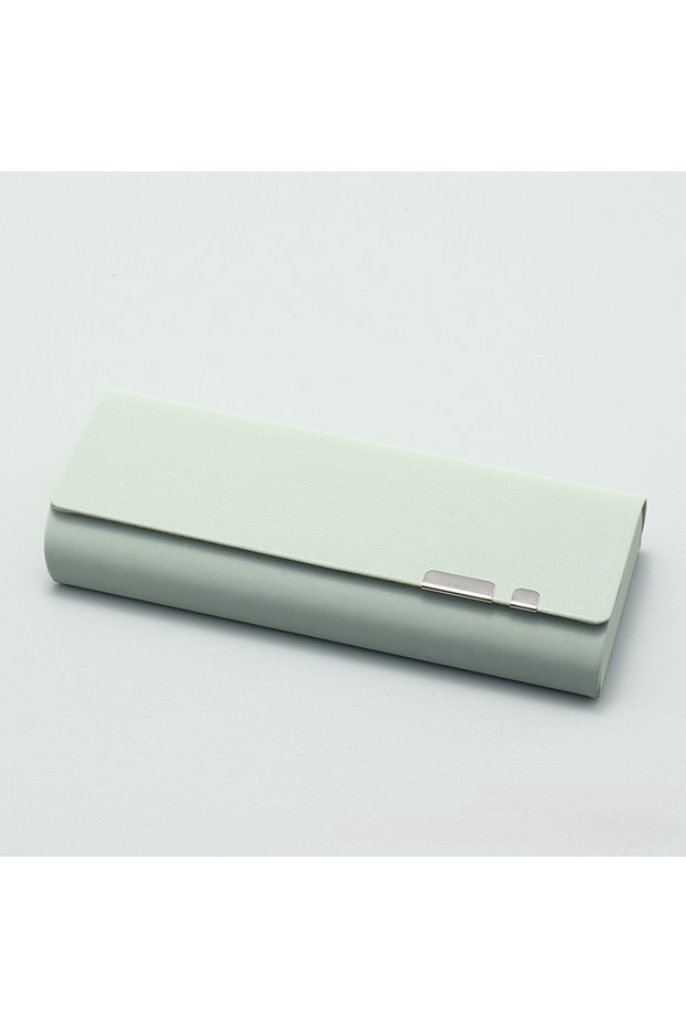 green PU Hard Glasses Case Portable Shockproof Sunglasses Storage Snap Lock Slim Spectacle Holder Tr