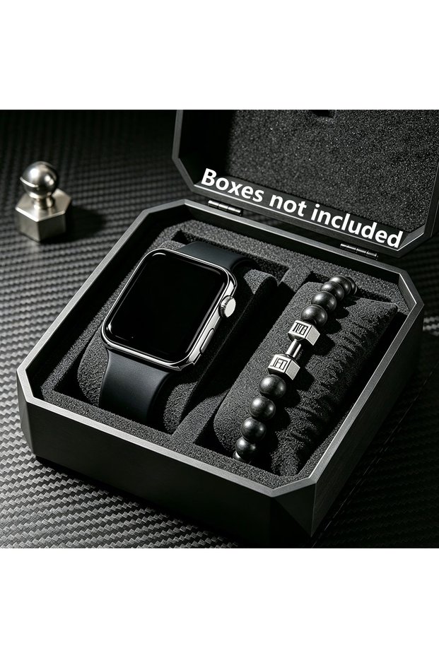 2PCS black set Fashionable Minimalist LED Square Electronic Watch Set with Wallet Bracelet for Men -