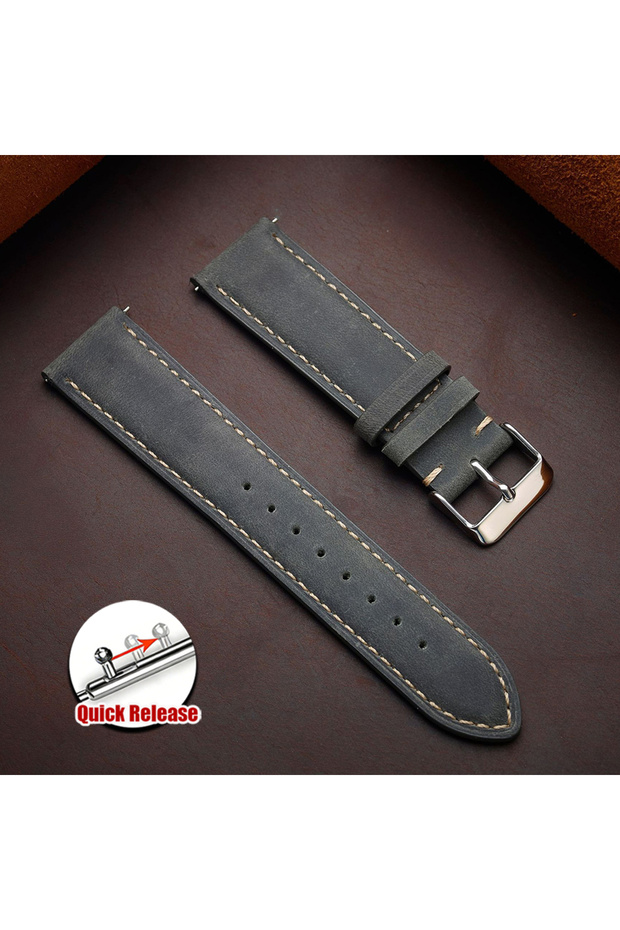 18mm Gray Cowhide Watch Strap 14mm 16mm 18mm 20mm 22mm 24mm Vintage Dark Brown Quick Release Watch B