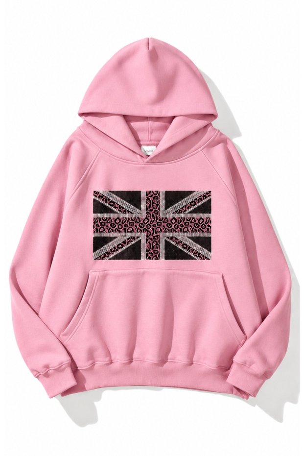 Leopard Stone Printed Oversize Sweatshirt Hoodie