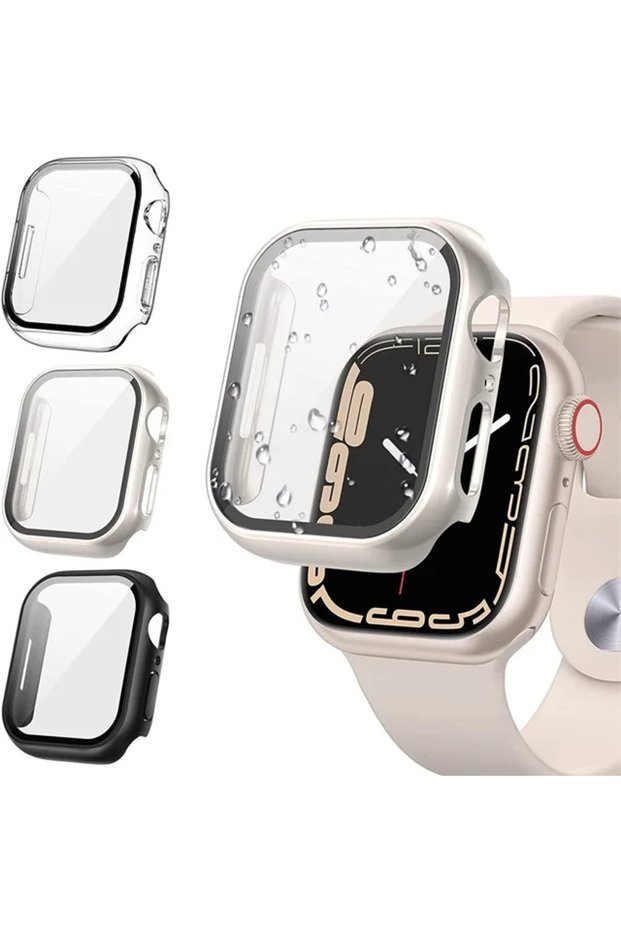 46mm Series 10 Clear-Star-Black 3 Pack Tempered Glass Cover for Apple Watch Screen Protector Case 9