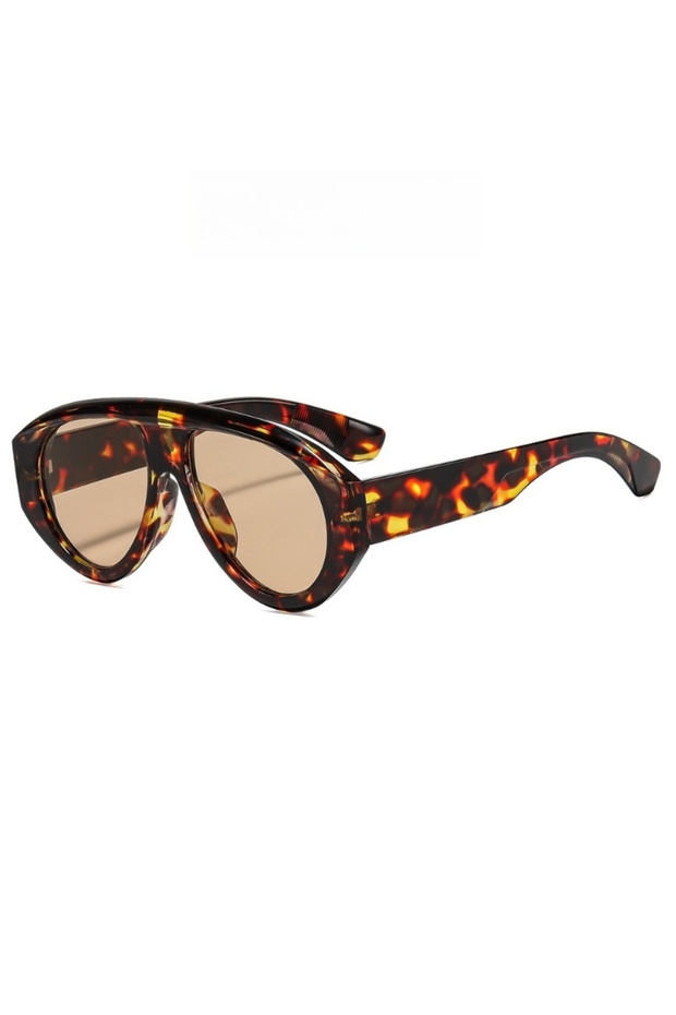 Leopard tea Retro Pilot Women Sunglasses Fashion Blue Green Red Shades UV400 Men Rivets Punk Outdoor