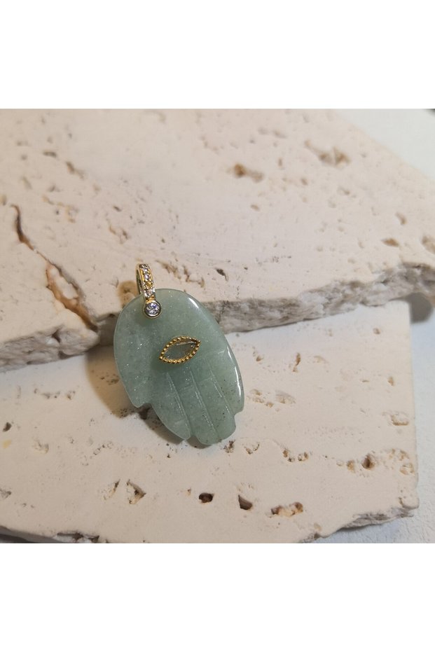 Green Aventurine 1pc Hand Evil Eye Natural Stone Pendant Lapis Lazuli Rose Quart Charm DIY For Makin