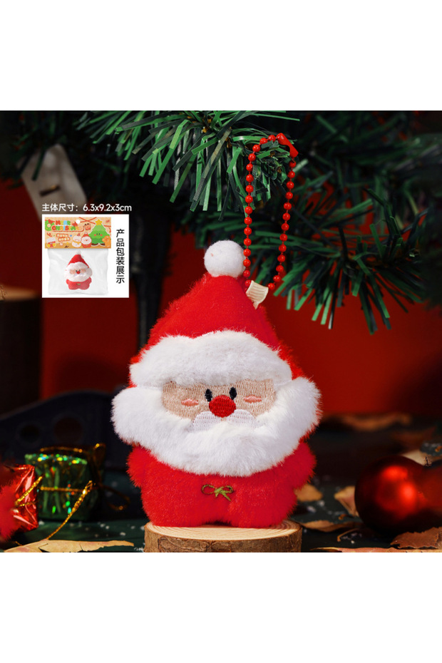 1pc a6 6Pcs Mini Christmas Plush Keychain Cute Doll Cartoon Santa Claus Gingerbread Man Xmas Tree Co