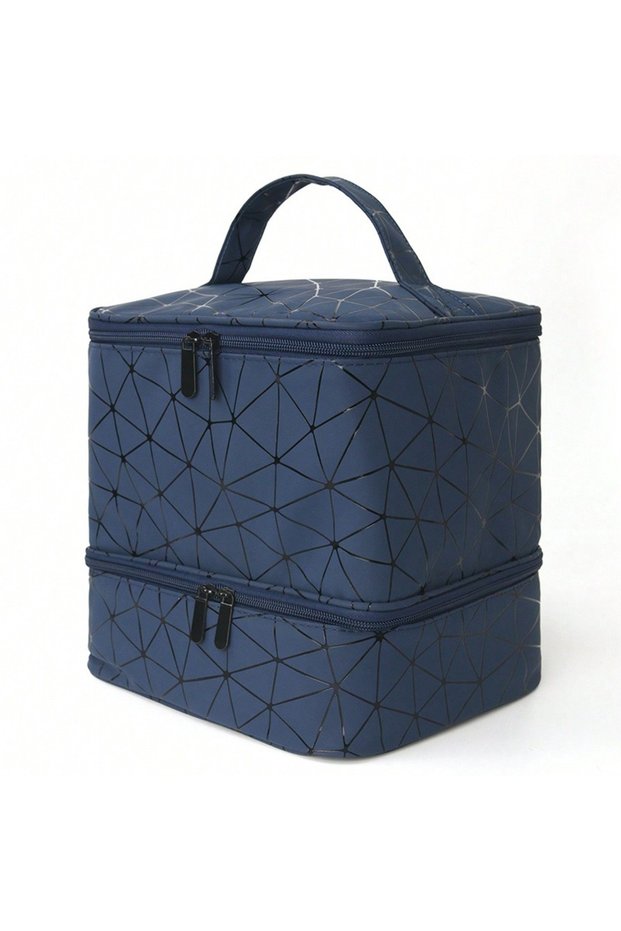 Blue Cross-Border Large-Capacity Cosmetic Bag, High-End PVC Portable Women's Bag, Nail Polish Storag