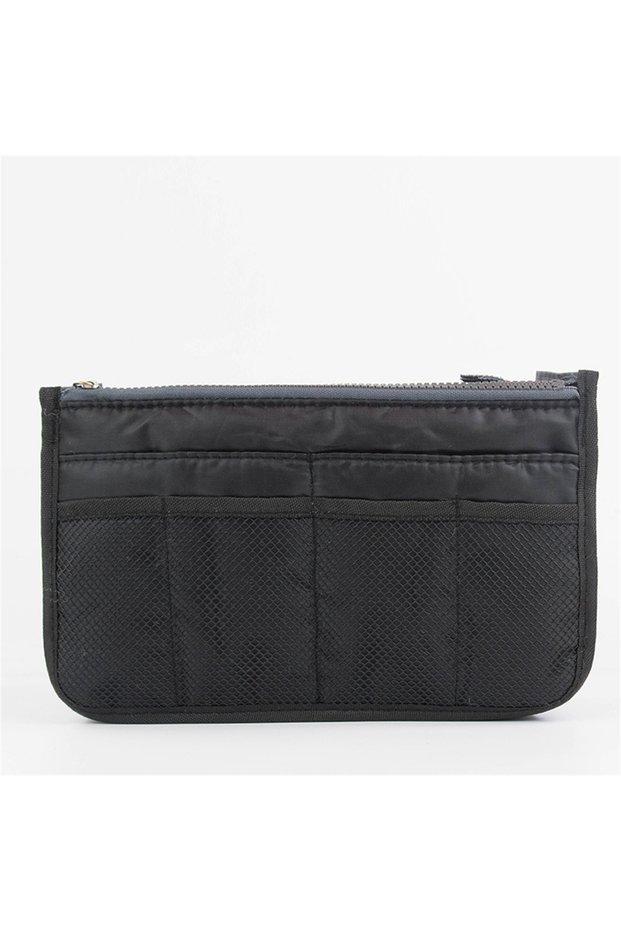 Black Multi Functional Large Capacity Makeup Bag Portable Double Zipper Toiletries Travel Storage Ba