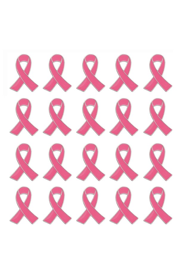 pink Pink Ribbon Pins 20pcs Official Awareness Lapel Brooches Solid Pink Ribbon Clip f