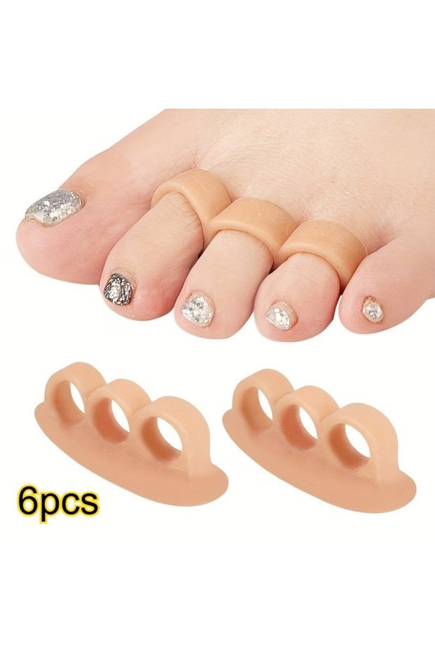 6Pcs 6 Pieces of Breathable Silicone Toe Separators, Anti-Friction Toe Pads, Silicone Toe Spreaders,
