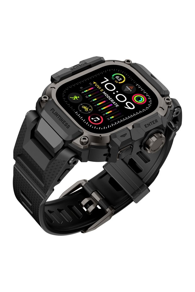 49mm Ultra 4 3 2 1 Black Tactical Band for Apple Watch Ultra 4/3/2 49mm Silicone Bracelet+Metal Prot