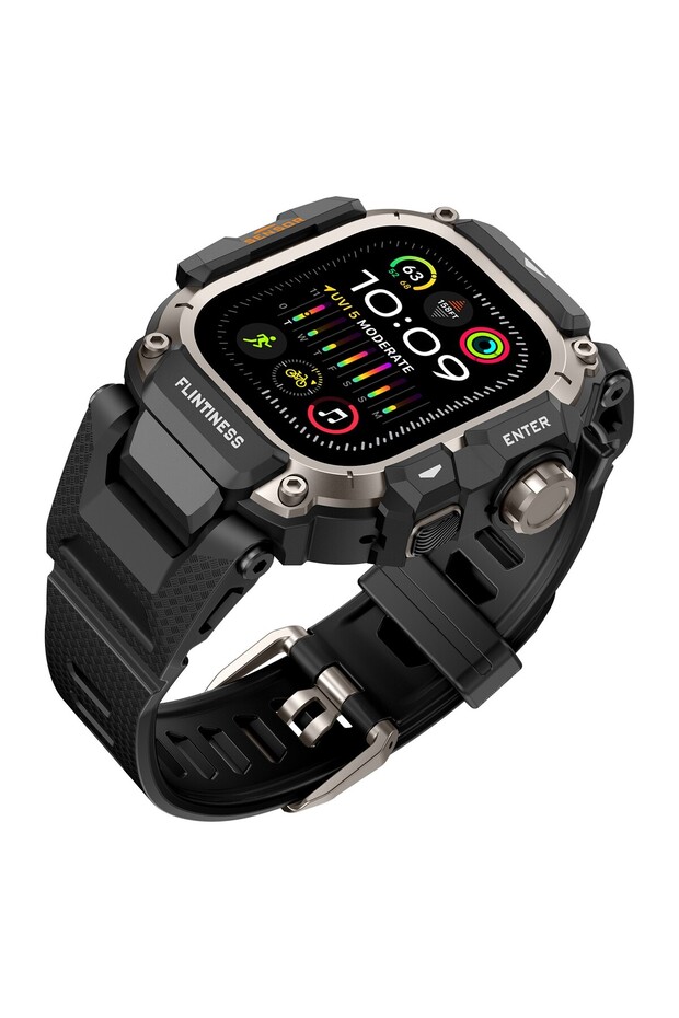 49mm Ultra 4 3 2 1 Black Titanium Tactical Band for Apple Watch Ultra 4/3/2 49mm Silicone Bracelet+M