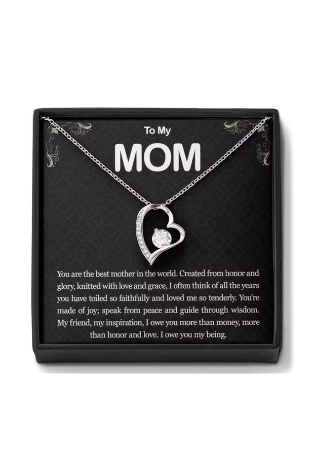 MOM Trendy Creative Elegant Heart Pendant Necklace Decorative Holiday Mother's Day Gift For Mom Brit
