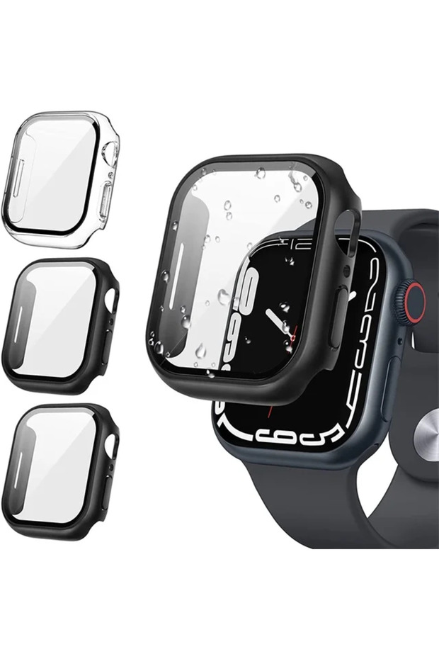42mm Series 10 Clear-Black-Black 3 Pack Tempered Glass Cover for Apple Watch Screen Protector Case